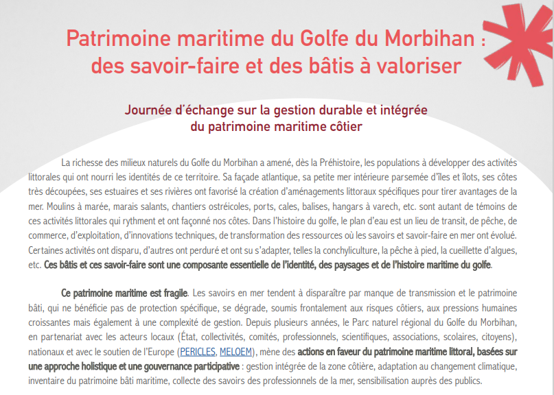 Seminar of Maritime cultural heritage of Morbihan Gulf